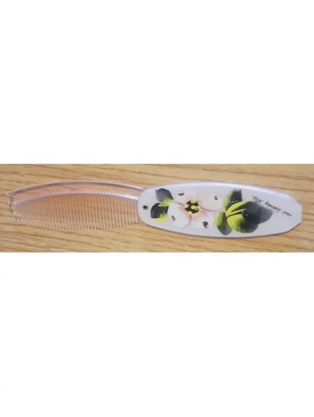 Hand Painted VTG Folding Pocket Comb Great Smoky Mts Dogwood Pink Made in USA